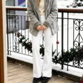 thumbnail image 4 of ZOIGHDA Women's Fleece Lined Flare Leggings Elastic Waist Bootcut Yoga Pants Winter Casual Thermal Warm Workout Trousers with Pockets(White,X-Large), 4 of 8