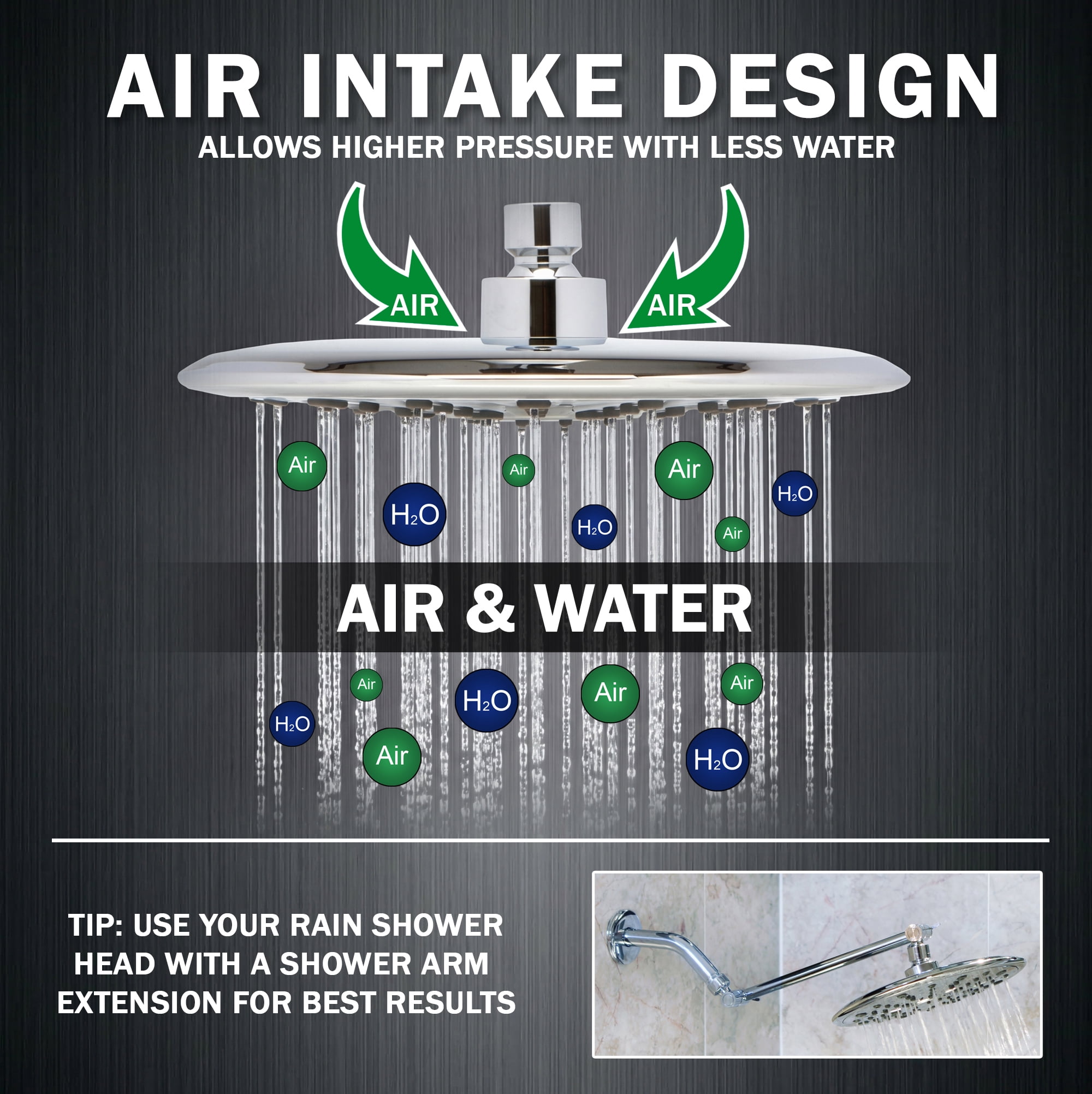 Aqua Elegante Luxury Rain Shower Head for Overhead Waterfall Showers - 2.5 GPM - Polished Chrome