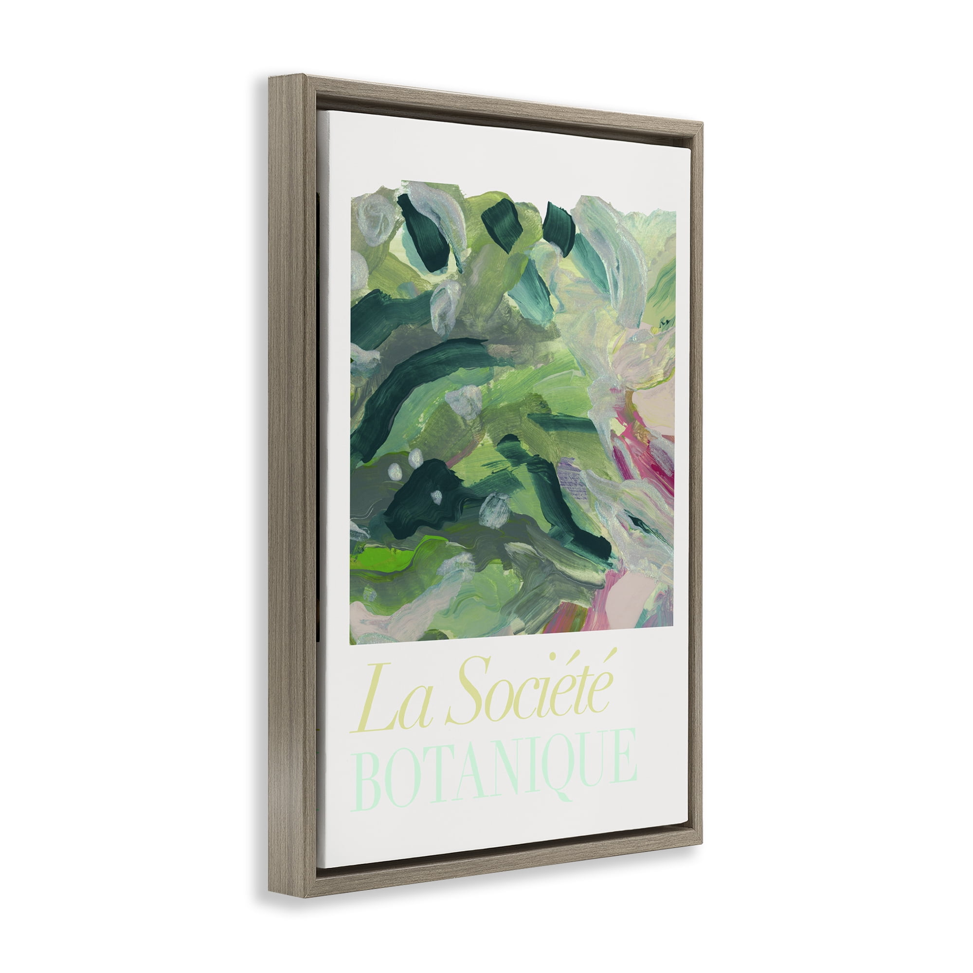Stupell Industries French Leaves Abstraction Plants & Flowers Painting Brown Floater Framed Canvas Art Print Wall Art, 17 x 25