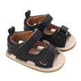 thumbnail image 1 of SUNSIOM Baby Boys Summer Sandals Solid Color Artificial Leather Breathable Non Slip Shoes, 1 of 6