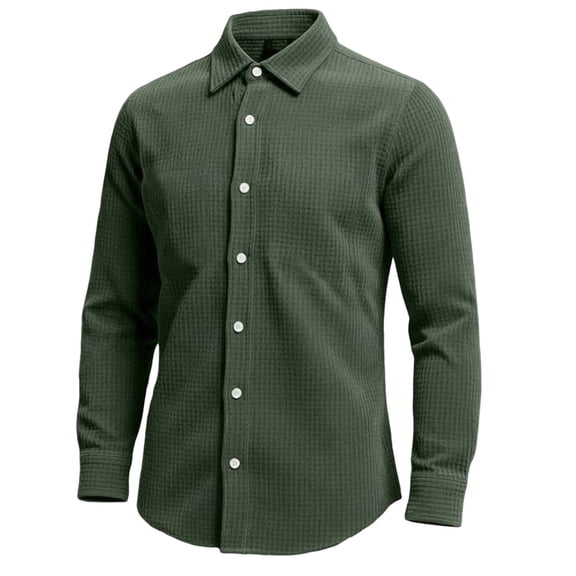 Men's Big & Tall Waffle-Knit Shirt Button Down Long Sleeve Dressy Shirt Casual Formal Blouse,XXL,Army Green