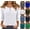 13# White, variant on Henley Shirts for Women 3/4 Length Sleeve Womens Tops Button Up Blouse Pleated Dressy Tunic Tops Royal Blue 3XL