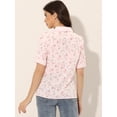 thumbnail image 3 of Blusa Floral De Manga Corta Con Cuello En V Para Mujer Rosa L, 3 of 5