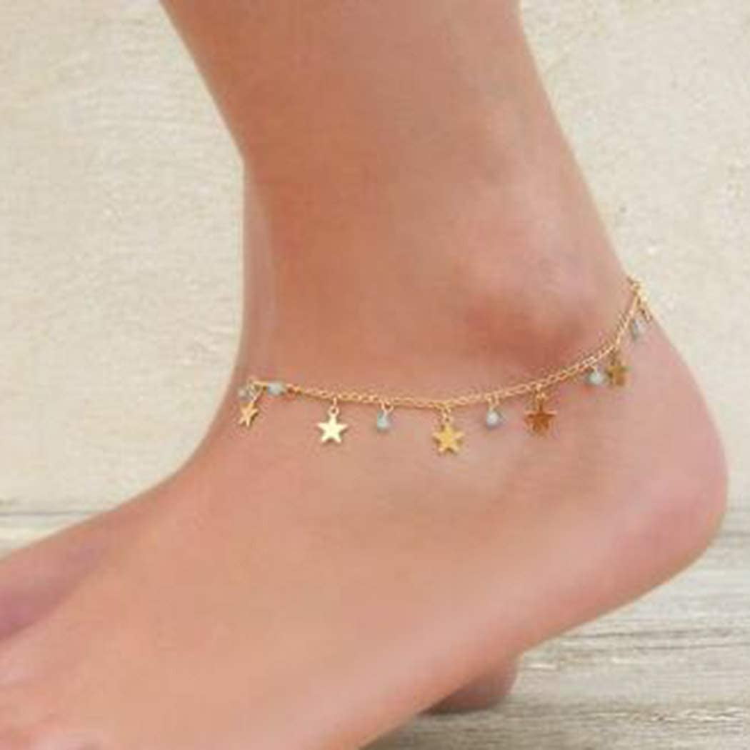 Starfish Turtle Layered Anklets Turquoise Life Tree Various Beach Anklet Wireless Pearl Turtle and Pineapple Leaves Tassel Anklet Five Star Turtle Beach Anklets 