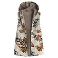 thumbnail image 2 of Dezsed Womens Fuzzy Fleece Vest Jackets Women Casual Printed Hooded Sleeveless Coat Cardigan Plush Jacket Vest Orange M, 2 of 4