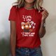 thumbnail image 3 of Gibobby Playera de Manga Corta con Cuello Redondo Blusas las mujeres lindo impreso cuello redondo manga corta camiseta Tops túnica camisas casuales(Rojo,XL), 3 of 4