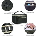 thumbnail image 6 of Travel Makeup Bag, Portable Cosmetic Bags Make Up Organizer for Women with Handle, Men Toiletry bag for Brushes, PU Leather, for Gift, Black, 6 of 8