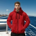 thumbnail image 5 of Mens Hoodies Jacket 2025 Fall Winter Long Sleeve Slim Fit Plain Zip Up Hoodie with Pockets Hooded Sweatshirt Pullover, 5 of 8