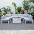 thumbnail image 5 of LeisureMod Chelsea Modern 7-Piece Outdoor Patio Conversation Set & 44" Propane Fire Pit Table in Weathered Grey Aluminum with Light Grey Cushions, 5 of 18