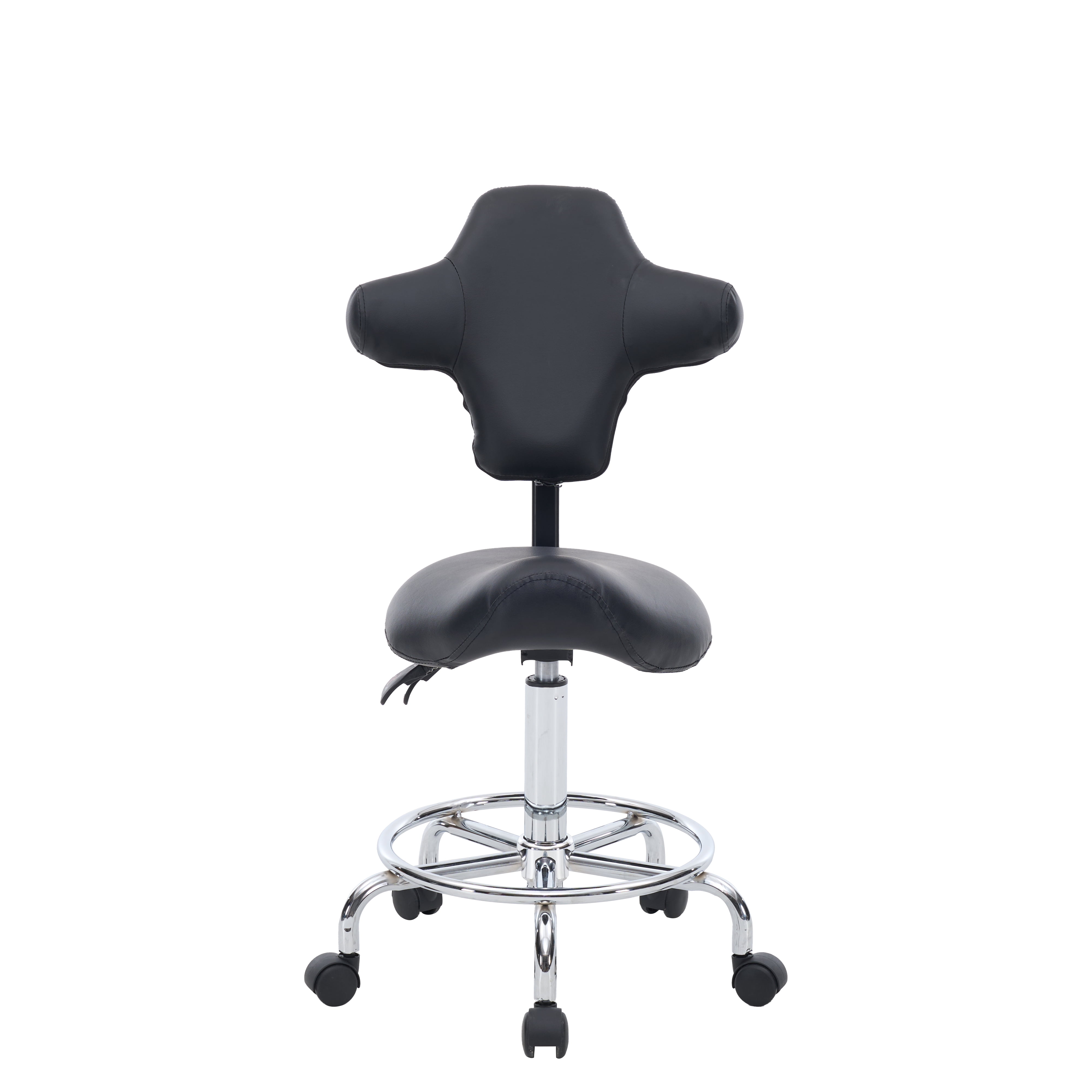 Saddle Stool Chair with Wheels,Ergonomic Swivel Rolling Height Adjustable for Salon Beauty Clinic Dentist Tattoo Home Office(Black)