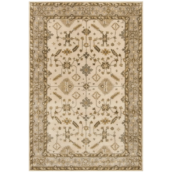 SAFAVIEH Royalty Earleen Traditional Wool Area Rug, Cream/Light Grey, 6' x 9'