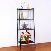 Ktaxon 4 Tier Metal Leaning Ladder Shelf Bookcase Bookshelf Storage Shelves Unit Black