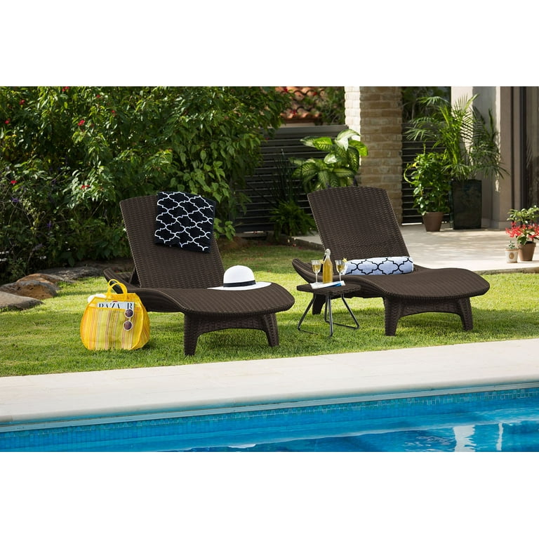 Keter Pacific Chaise Sun Lounger and Side Table Set Brown Walmart