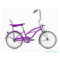 Wonder Wheels 20 In. Beach Cruiser Lowrider Coaster Brake Single Speed Bicycle, Bike With Banana Seat Stainless Steel Spokes One Piece Crank Alloy Rims 36 H - Purple