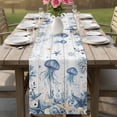 thumbnail image 4 of Blue Jellyfish Coastal Table Runner 72 Inches, Beach Starfish Nautical Coral Retro Bed Runner Dresser Scarves Tabletop for Indoor Outdoor Parties/Ceremony/Banquet, 14" x 72", 4 of 9