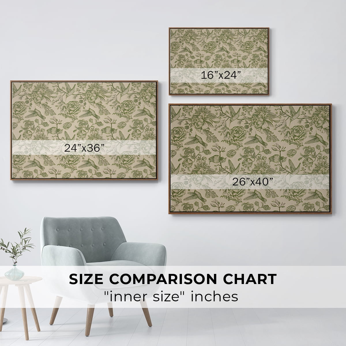 Vintage Abstract Print-I Framed in Walnut Wood Gallery Wrapped Canvas 27 in. x 41 in.