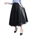 thumbnail image 3 of Avamo Women Long Tulle Skirt Tutu Swing Skirts Pleated Maxi Petticoat High Elastic Waist Midi Skirt Flowing Big Hem Skirt Black Free Size, 3 of 4