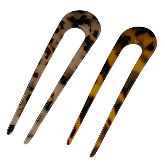 U Shaped Hair Pin, 2 Pack Hair Fork French Pins, U Shaped Hair Pin Fork Sticks 2 Prong Updo Chignon Pin for women