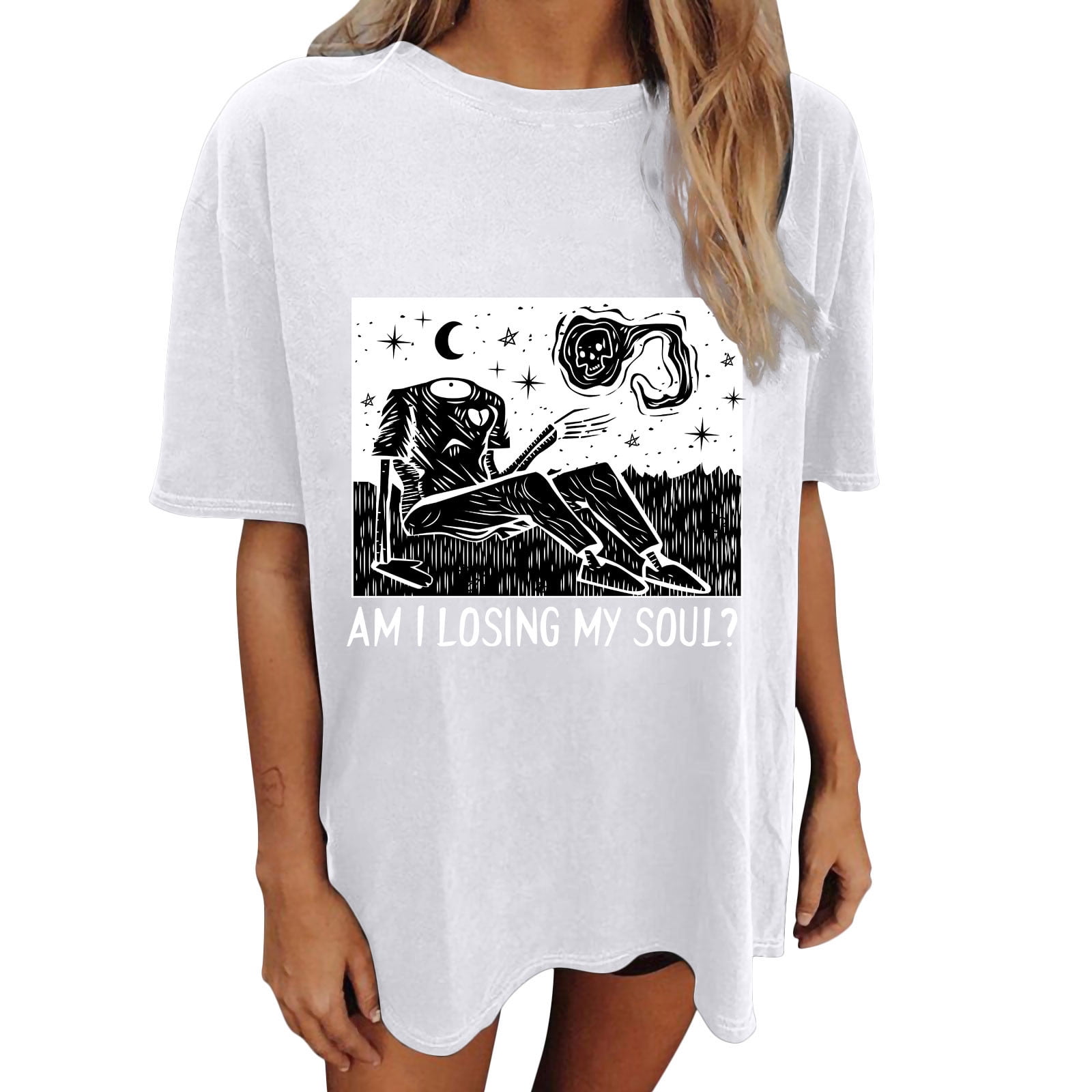Womens Summer Skull T-Shirt Tops 