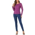 thumbnail image 2 of INSPIRAR CHIC Blusa de Encaje con Bordado de Flores de Manga Larga y Cuello Redondo para Mujeres S Púrpura Oscuro, 2 of 5