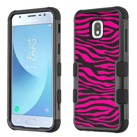 For Samsung Galaxy J3 Star / J3 Achieve / Express Prime 3 / J3 (2018) Case, OneToughShield ® ShockProof 3-Layer Protective Phone Case (Black) - Zebra Pink