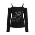 thumbnail image 4 of Blusa HUOGUO sexy de metal sin tirantes con estampado de calaveras con cuello en V para mujer, 4 of 5