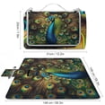 thumbnail image 2 of Awypu Peacock Feathers Square Outdoor Picnic Mat Foldable for Camping, Park, Beach, Grass, Outdoor 58.3x58.3in, 2 of 6
