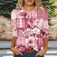 thumbnail image 2 of Staron Women's Casual Printed T-Shirt 3/4 Sleeve Round Neck Loose Blouse Fashion Top, XL, 2 of 6