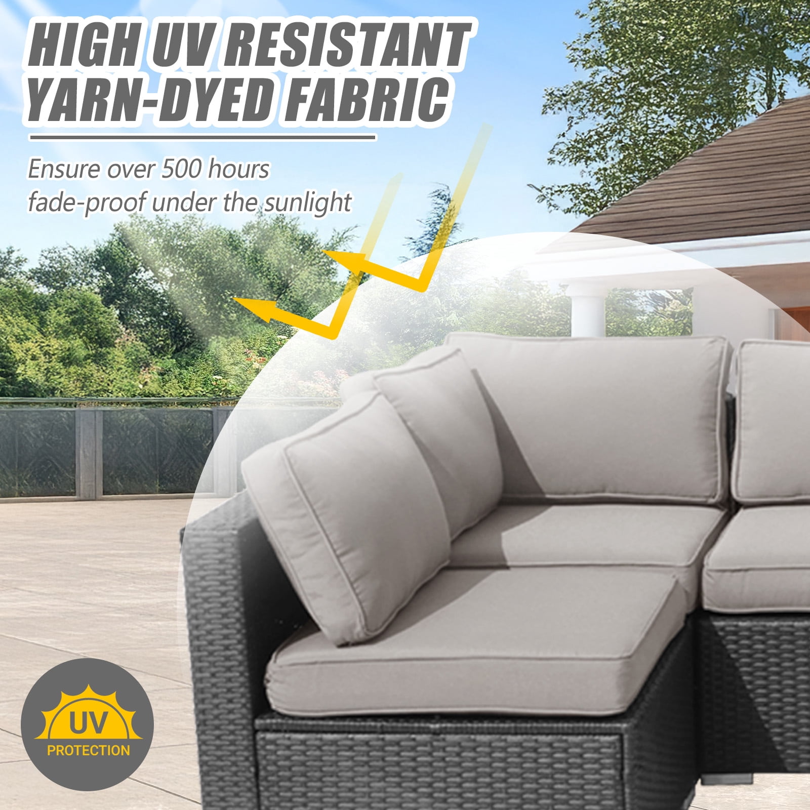 14 Pcs Patio Cushion Covers Replacement Outdoor Couch Cushions Covers Splashproof Sofa Slipcovers Set with Zippers,Patio Furniture Protector, Couch 3 Sizes, Covers Only