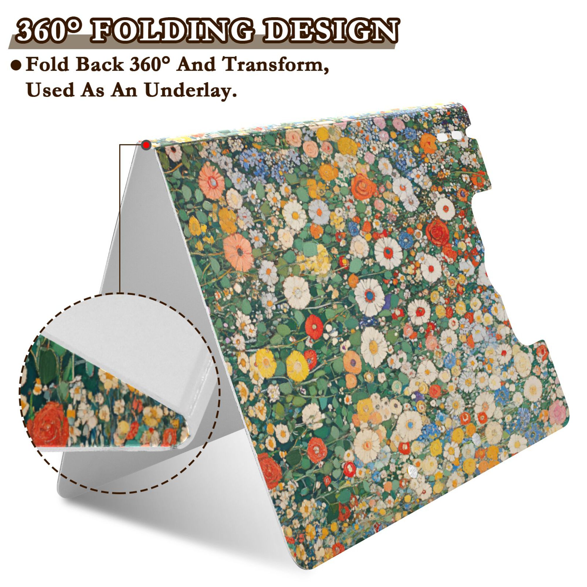 FORMRS A4 Clipboard Folder with Pen Holder Horizontal Foldable School Office Binder, Beige Floral Garden