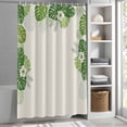 thumbnail image 6 of Palm Leaves Shower Curtain Set, Waterproof Shower Curtains for Bathroom, Farmhouse Summer Tropical Leaf Flowers Washable Fabric Cloth Bath Curtain for Bathtub Decoration with Hooks 48x72 Inches, 6 of 9