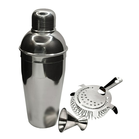 Home Brew Ohio Stainless Steel Cocktail Shaker 300ml, Jigger, and Strainer