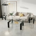 thumbnail image 2 of Glass End Tables, Small Glass Top End Table, Black Side Table, Square Shape, Tempered Glass Top, Metal Frame, for Living Room Bedroom (Black, 1Pcs End Table), 2 of 11