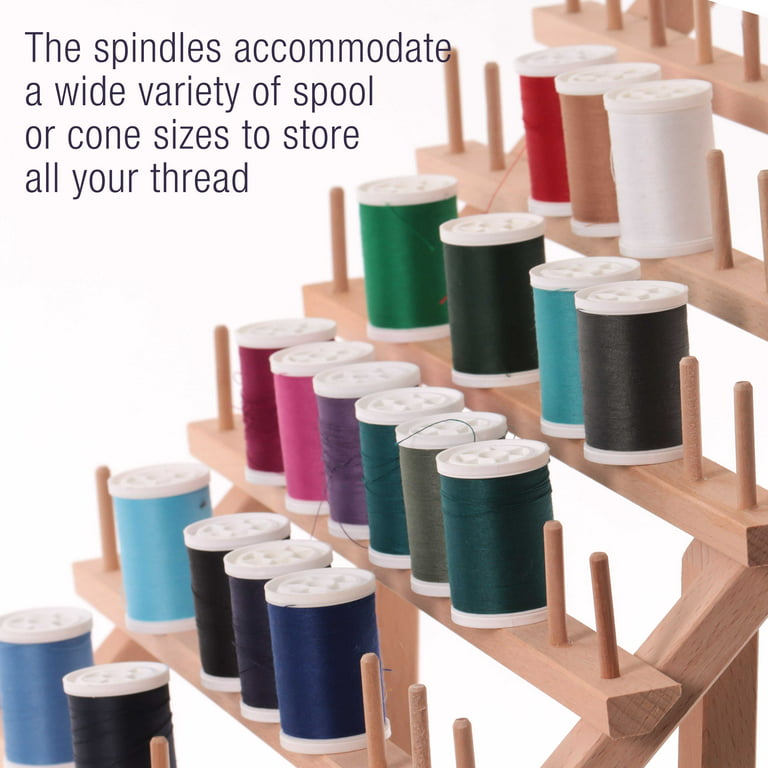 New brothread 60 Spools Wooden Thread Rack/Thread Holder Organizer with  Hanging Hooks for Embroidery Quilting and Sewing Threads
