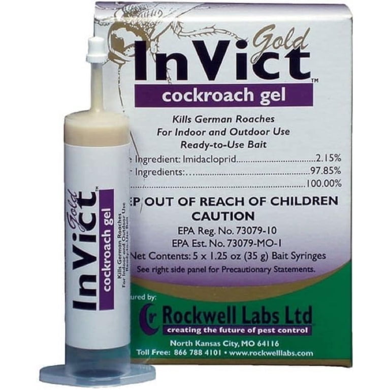 InVict Gold Cockroach Gel - 4 x 35g Tubes, 4 Tips, & 4 Plungers by