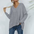 thumbnail image 3 of Vedolay Sweaters for Women Fall Winter Casual Puff Sleeve Crew Neck Loose Soft Pullover Sweater,Gray M, 3 of 5
