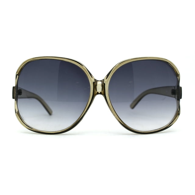 Lunettes de Soleil pour Femmes Extra Surdimensionnées Rondes de Designer Mode à Lentilles Exposées Papillon Ardoise Fumée