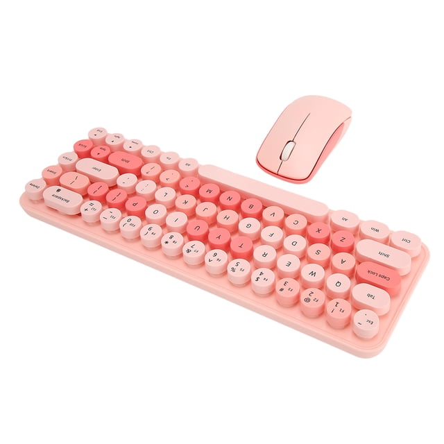 Keyboard and Mouse Combo, 68 Keys 2.4G USB Full Sized Keyboard Mouse, Compact and Silent Retro Punk Keyboard with 3 DPI for Mac PC Desktop Laptop, Plug and Play