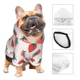 thumbnail image 3 of Fotbe Hand Drawn Strawberry Print Small Dog Sweater Hoodies Pet Grey Hooded Soft Fleece Sweatshirts with Pocket Fall Winter Puppy Cat Sweaters Warm Clothes-Large, 3 of 7
