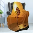thumbnail image 4 of Tree Soft Flannel Fleece Throw Blanket, Lonely Sunset Tree by the Sea Sun Disappears and Day Fades down Twilight Concept Print, Cozy Plush for Indoor and Outdoor Use, 70" x 90", Orange, by Ambesonne, 4 of 5