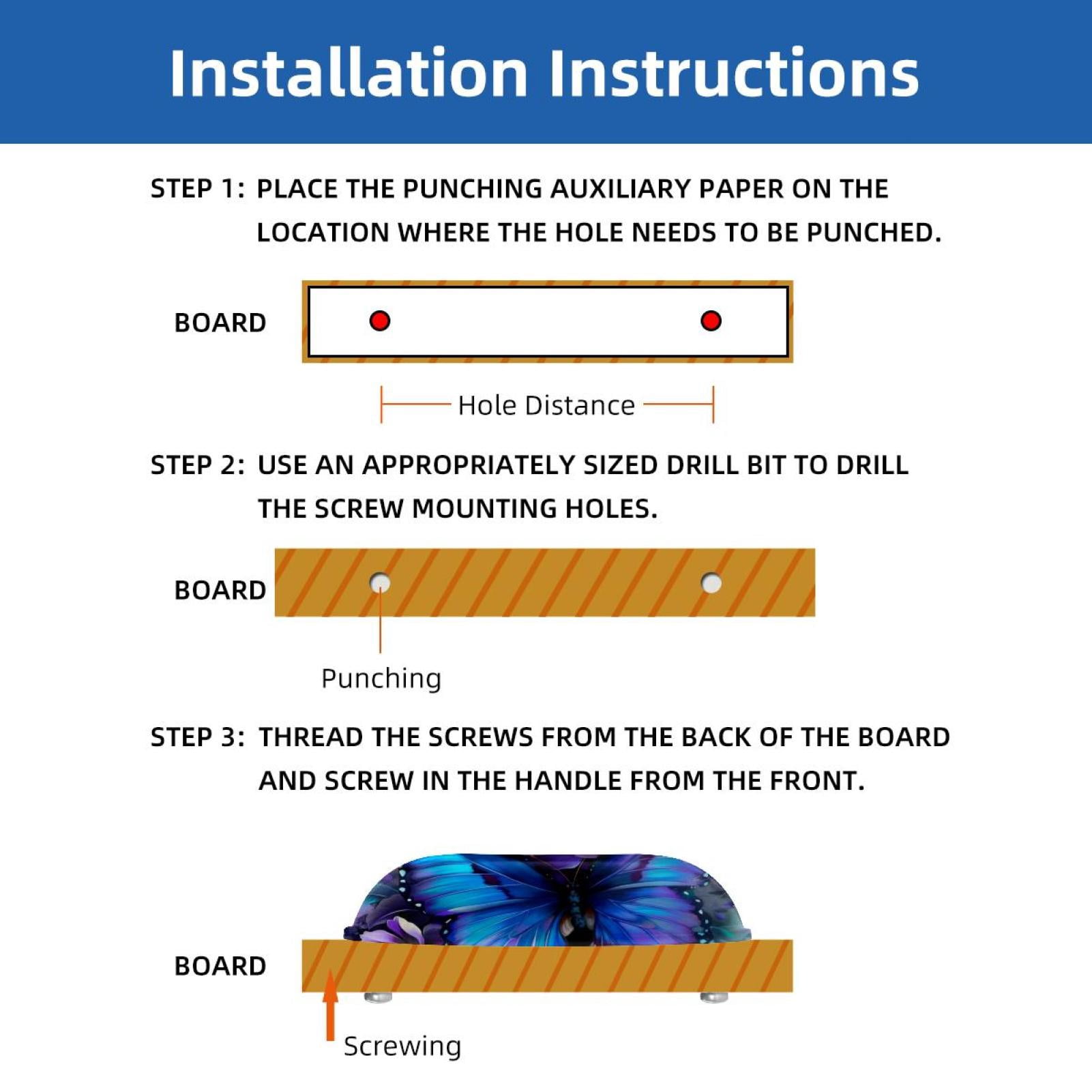 PhooArto 6 Pcs Cup Drawer Pulls, Purple Blue Butterfly Flowers Shell Shape Handles Cabinet Knobs for Dresser Cupboard Closet Wardrobe with Screws
