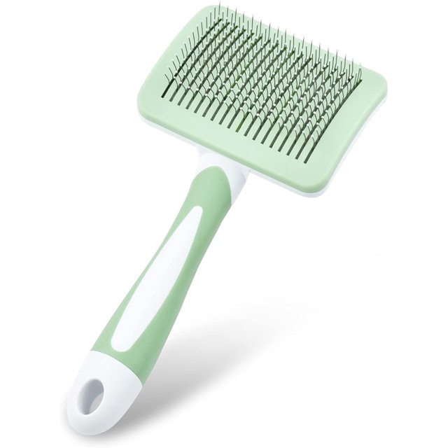 Cepillo para Perros y Gatos, Cepillo para Pelo de Mascotas, Cepillo de Limpieza Automático con Puntas Flexibles y de Goma de Acero Inoxidable, para Perros, Gatos, Conejos y Animales Pequeños