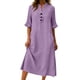 thumbnail image 2 of TaTaai Ladies V-Neck Ruffle Half Sleeve Solid Color Long Dress Button Down Design with Pockets Fashion Casual Comfortable Dress for Women Gift, 2 of 6