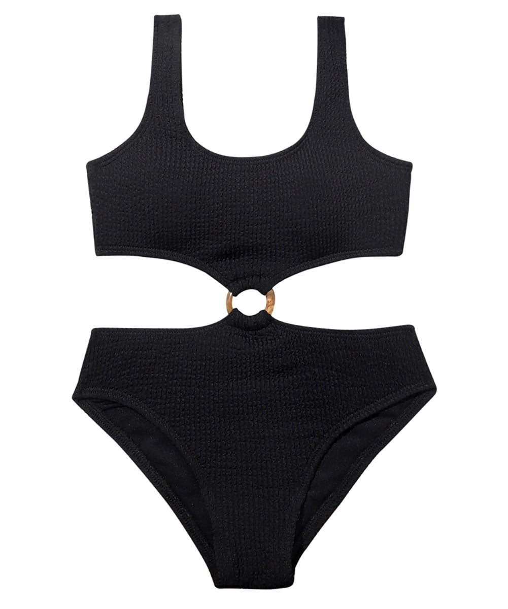 URMAGIC 714T Child Girls Scoop Neck One Piece Swimsuit Cut Out Bathing Suit Monokini Swimwear