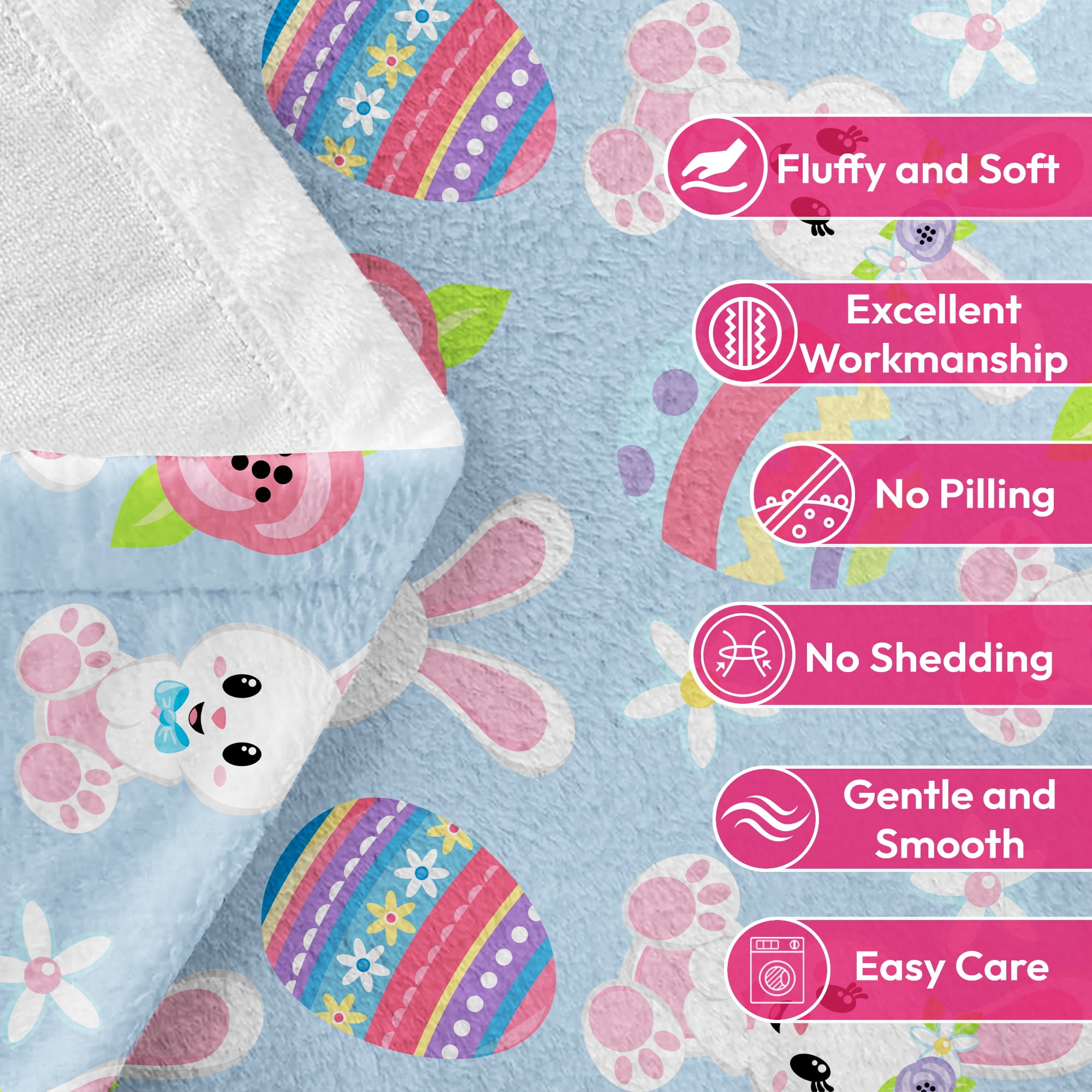 Easter Throw Blanket, Warm Fleece Flannel Bed Blanket, Lightweight Easter Blanket for Sofa Bed Couch 50"x60"