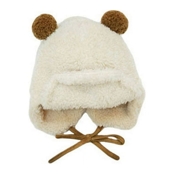 WITHMOONS Infant Baby Winter Earflap Cap Fleece Beanie Bear Hat CCJ1472 (Ivory)