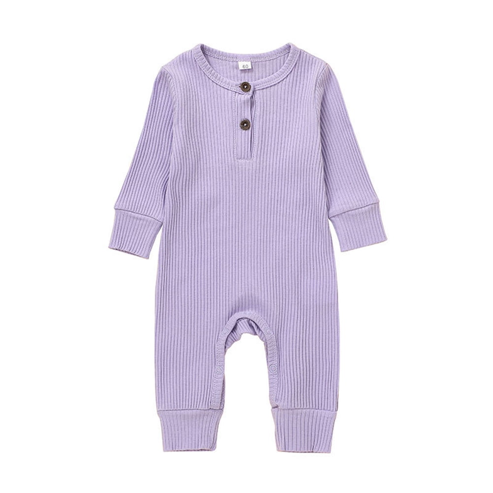 KYAIGUO Baby Newborn Cotton Romper Jumpsuit for Boys Girls Long Sleeve Soft Bodysuit Infant Solid Knitted Onesies Outfits Clothes