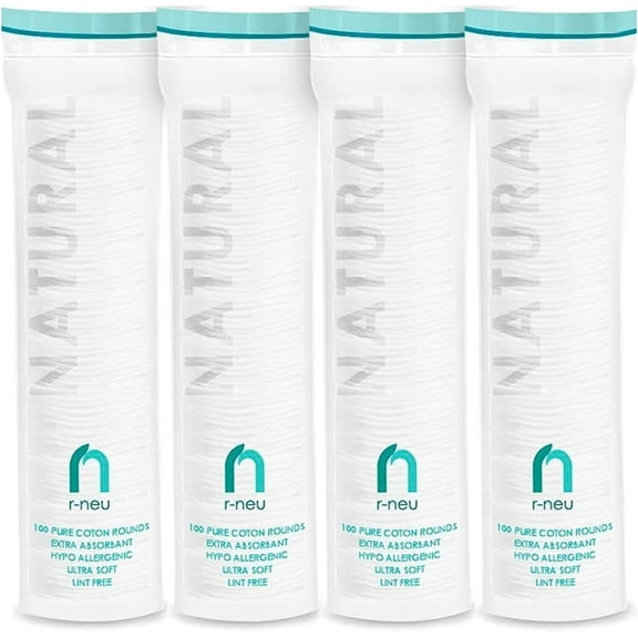 R-NEU Premium Cotton Rounds, Gentle Natural Hypoallergenic 400 Count