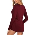thumbnail image 2 of Túnica de mujer con cuello en V y botones Henley Camisas de manga larga sueltas pulóver Tops camiseta blusa de salón para mujer, 2 of 2