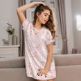 thumbnail image 3 of Kdxio Flower Rabbit Pattern Womens Short Sleeve Sleepshirt Scoopneck Cute Nightdress Ruffle Comfy Nightgown, 3 of 6